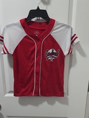 Kids Red & White Cardinals Button-Front Baseball Top